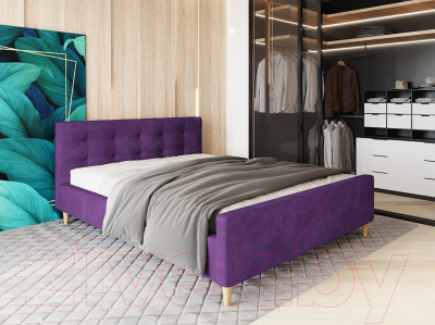 Двуспальная кровать Настоящая мебель, Pinko вельвет 160x200 
Двуспальная кровать Настоящая мебель, Pinko вельвет 160x200