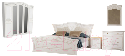 Комплект мебели для спальни Империал, Каролина без ОМ 180 МИ ШК-5
Комплект мебели для спальни Империал, Каролина без ОМ 180 МИ ШК-5
