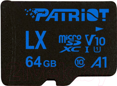 

Карта памяти Patriot, microSDXC (Class 10) 64Gb + адаптер PSF64GLX11MCX