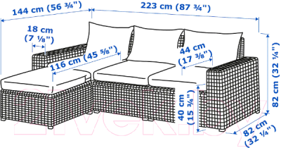 

Диван садовый Ikea, Соллерон 492.885.14
