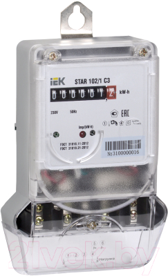 

Счетчик электроэнергии индукционный IEK, STAR 102-1 C3-5(60)М / CCE-1C1-1-01-1