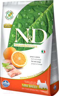 

Корм для собак Farmina, N&D Grain Free Fish & Orange Adult Mini