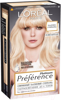 

Гель-краска для волос L'Oreal Paris, Блонд, Preference Platinum Суперблонд