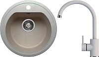 Мойка кухонная Polygran F-05 + смеситель Элара (серый) -