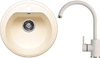 Мойка кухонная Polygran F-05 + смеситель Элара (хлопок) -