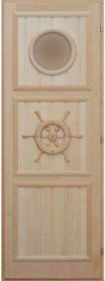 

Деревянная дверь для бани Doorwood, Штурвал с иллюминатором 184x74