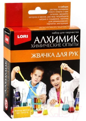 

Набор для опытов Lori, Химические опыты. Жвачка для рук желтая / Оп-018