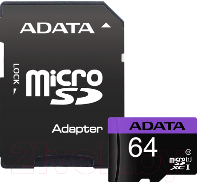 

Карта памяти A-data, Premier microSDXC UHS-I (Class 10) 64GB (AUSDX64GUICL10-RM3BK)