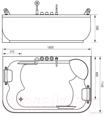 

Ванна акриловая Gemy, G9085 K R 180x116