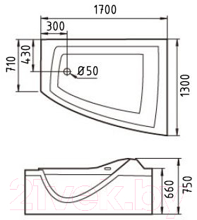 

Ванна акриловая Gemy, G9056 B R 170x130