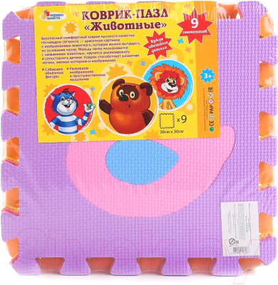 

Коврик-пазл Играем вместе, Любимые герои с животными / D18592A-CRT
