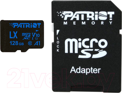 

Карта памяти Patriot, microSDXC (Class 10) 128GB + адаптер (PSF128GLX11MCX)