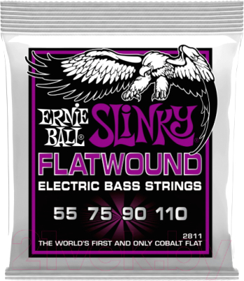 

Струны для бас-гитары Ernie Ball, 2811 Power Slinky Flatwound Cobalt 55-110