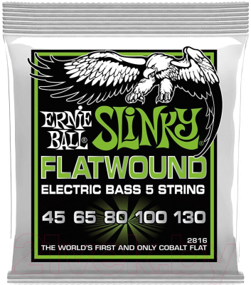 

Струны для бас-гитары Ernie Ball, 2816 Regular Slinky Flatwound Cobalt 45-130