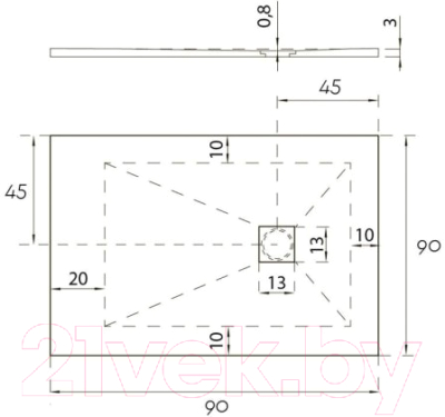 

Душевой поддон Aquanet, Hidronatur Pleasure 90х90 / ATS-90x90U-W