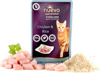 

Корм для кошек Nuevo, Sterilized Chicken&Rice