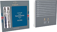Письменный набор Parker Jot Wtrloo Blue CT + SS CT + блокнот / 2062782 -