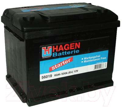 

Автомобильный аккумулятор Hagen, Starter L+ / 56021