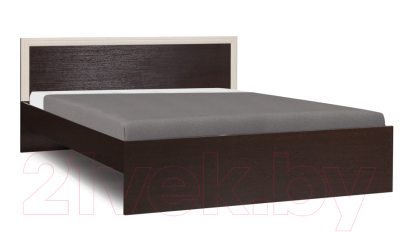 Двуспальная кровать Олмеко 21.54-01 с настилом (венге/дуб линдберг)