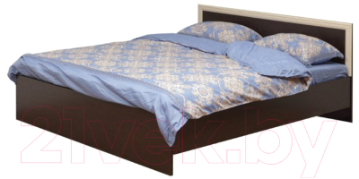 Двуспальная кровать Олмеко 21.54-01 с настилом (венге/дуб линдберг)